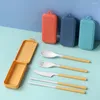 Ensembles de vaisselle 4 pièces/ensemble couverts de voyage boîte Portable couteau fourchette cuillère baguettes couverts de cuisine pour étudiants Table à manger