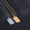 Pendant Necklaces Men's Fashion Simple Stainless Steel Polished Smooth Tag Necklace Punk Street Party Jewelry Gift