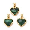 Pendentif Colliers 5pcs Pierre Naturelle Coeur Malachites Labradorites Améthystes Charmes Pendentifs Pour La Fabrication De Bijoux Femmes Collier DIY