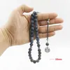 Tasbih Natürlicher Achatstein Blaue Metallquaste 33 66 99 Gebetsperlen islamischer Modestein