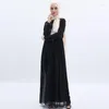 Ethnic Clothing Women Muslim Dresses Dubai Abayas Turkish Kebaya Dress Caftan Moroccan Sequin Tassel Evening 2023 Wedding Pleated