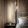 Pendelleuchten Gold/Schwarz Moderne LED-Leuchten für Schlafzimmer Nachttisch Esszimmer Bar Minimalistische Hängelampe AC110-220V