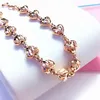 Link Armbanden Pure Russisch Paarse Goud Laser Heart Bead Bracelet Vrouw 585 Rose 18K PLated Sieraden