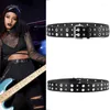 Belts Women's Belt Pięcioopunktowa gwiazda Europejska i amerykańska podwójna rzędowa klamra pinowa odpowiednia dla chłopców pania punk-mecz