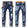 Mens Cool Rips Stretch Designer Jeans Distressed Ripped Biker Slim Fit Washed Motorcycle Denim Pantaloni da uomo Hip Hop Fashion Uomo 2021XDID