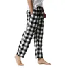 Men's Pants Men's Pajamas Plaid Casual Drawstring Elastic Mid Waist Comfy Soft Loose Lounge Sleep Spring Autumn Trousers