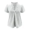 Women's Blouses & Shirts Lace Patchwork Blouse Women Solid Short Sleeve Summer Tops Hollow V Neck Et Chemises White Shirt