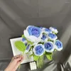 Decorative Flowers High-level Sense Knitted Flower DIY Simulation Homemade Woven Rose Bouquet Valentine's Romantic Idea Gifts