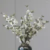 Flores decorativas de luxo de maçã nórdica flor longa ramificação de seda flor artificial decoração home flores artificiales white cereja indie