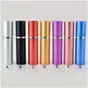 Party Favor 5 ml per flaska aluminium Anodiserad kompakt Atomizer Fragrance Glass Scentbottle Travel Refillable Makeup Spray Bottles Dr DHW20