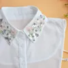 Cravates au cou femmes détachable Blouse faux col à la main perles strass paillettes fleur revers réglable demi-chemise collier