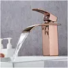 Bathroom Sink Faucets Rose Gold Faucet Brass Basin Cold And Waterfall Mixer Tap Single Handle Deck Mounted Drop Delivery Home Garden Dhkpv