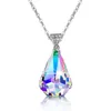 Pendant Necklaces Hermosa Women Jewelry Gift Bling Austrian Crystal Teardrop Chain Length 18.0" 2.0" Inch