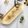 Plakalar 3pcs Paslanmaz Çelik Dekoratif Tepsi Oval Takı Dip Kozmetik Organizatör Banyo Lavabosu Vanity Jewelr