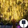 Strings Solar Outdoor LED Meteor Shower String Light Christmas Tree Street Garland Fairy Garden Decor Wedding Holiday Curtain Decoration