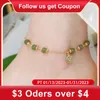 Anklets mosan 14k pläterad guld naturlig Hetian Jade Anklet justerbar för kvinnors modesmycken