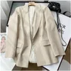 Womens Suits Blazers Garaouy Blue Long Sleeve Woman Blazer Elegant Pronounced Shoulders Office Lady Blazers Coat Female Flap Pockets Outerwear 230113