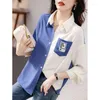 Women's Blouses Woman Casual Loose Plain Clothes Pulovers Female Turn-down Collar Long Sleeve T-shirts Thin Fashion Top Autumn Ladies Shirt