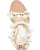 Ber￶mda designkvinnor Maisel Sandals Shoes Women Faux Pearl-Embellished Sandalias Elegant Lady Party Wedding High Heels EU35-43 Original Box