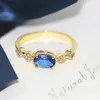 Pierścienie ślubne delikatne dla kobiet delikatne eleganckie owalne cyrkon złota kolorowy propozycja palec palec prezenty dziewczęta biżuteria mody R853