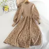 Casual Dresses Womens Knitted Dress Autumn Winter Long Sleeve Corduroy Floral Dress Female Elegant Sweater Aline Long Veatidos Belt 230113