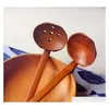 200 st träkortabell Turtle Soup Spoon Japanese Ramen Wood Long Handle Colander Hot Pot Spoon Praktiskt och hållbart