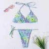 Dames badmode bloemenprint bikini micro 2023 verbat Swimsuit snaren dames biquini halter backless badpak zomer