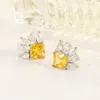 Stud Earrings 925 Sterling Silver Yellow Topaz Gemstone Earring Females Aros Mujer Oreja Origin Jewelry Orecchini