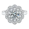 Anneaux de mariage romantique argent plaqué fleur pour les femmes brillent blanc CZ pierre incrustation bijoux de mode délicat mariée bandes anneau