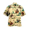 Men's T Shirts Men Floral Short Sleeve Button Down Summer Holiday Casual Tops Blouse Tee