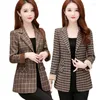 Women's Suits Plus Size Women Suit Jacket Spring Autumn Style Business Attire Single-breasted Casual Plaid One-piece Blazer Outerwear 5XL