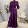 Vêtements ethniques 2023 Mode musulmane Dubaï Abaya Femmes Eid Ramadan Robe pour femme Col en V Couleur pure Dames modernes Vêtements Homewear Lâche