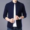 Pulls pour hommes Pure laine Cardigan hommes manteau automne et hiver 2023 col montant fermeture éclair pull veste hommes