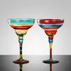 Şarap Kadehleri El-boyalı Çok Renkli Margarita Kadehi Avrupa Düğün Benzersiz Şampanya Kırmızı Kadeh Kurşunsuz Ev Bar Kupası