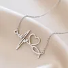 Heart Shape Electrocardiogram Pendant Necklaces Personalized Butterfly Titanium Steel Necklace Unique Jewelry For Women