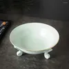 Пластины с тремя ножными керамической тарелкой круглый фруктовый салат миска для закусочной поднос сухофмография