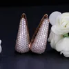 Hoop Huggie CWWZircons Full Micro Pave Cubic Zirconia Stone Gorgeous Rose Gold Color CZ Crystal Women Long Big Hoop Earrings Gift CZ032 230114