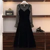 Casual Dresses Autumn Large Size Women's Fat Sister Dress French Style Was Thin Foreign Age-reducing Belly Long Black