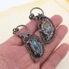 Pendentif Colliers Bohême Antique Soudé Dague Forme Flash Labradorite Naturel Pierre Brute Vintage Collier Pour Femmes Bijoux DIY Fabrication