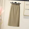 Skirts Solid High Waist Women Autumn Winter 2023 Straight Knee-Length Elegant Office Lady Outwear Clothing Top Quality