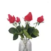 Fleurs décoratives 10 pièces/lot, Simulation d'une branche unique, Rose en soie, bourgeon au toucher réel, cadeau de saint-valentin, décoration de maison de luxe pour mariage