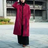 Femmes vers le bas hiver femmes Parkas 2023 coton lin bouton vêtements chinois broderie coton rembourré chaud Long manteau femme