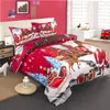 Sängkläder sätter 49 högkvalitativ jul Santa Claus Print Set 3st Däcke Cover Pudowcase Twin Full Comforter Bed Gift for Kid