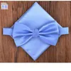 Bow Ties Hooyi 2023 TIE 세트 남성용 Bowtie Pocket Square Mariage Towel Black Butterfly Handkerchief Wedding