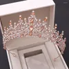 Clips de cabello Accesorios de lujo Cristal Rhinestone Crown Tiaras Headband Bride Headdress Noiva Wedding Jewelry Headpeice para mujeres