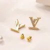 18K Gold Plated Luxury Brand Designers Studs Studs Studs Studs Steel Crystal Steel Rhinestone Earring 186h