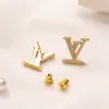 Top-Qualität, 18 Karat vergoldet, Luxus-Marken-Designer, Buchstaben-Ohrstecker, geometrisch, berühmte Frauen, Edelstahl, Kristall-Strass-Ohrring, Hochzeit, Party, Geschenk, Schmuck