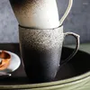 Muggar handgjorda keramiska mugggraderska kaffe vintage stil te cup stora porslin koppar och för mjölk dryck tecknar 320 ml