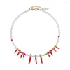 Tour de cou mode coréenne rouge Chili collier pour femmes perles perles chaîne déclaration colliers été bohème fête bijoux cadeau