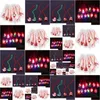 Party Decoration 2021 Christmas Light Up Flashing Necklace Children Kids Glow Cartoon Santa Claus Pendant Xmas Decorations Drop Deli Dh6Wz